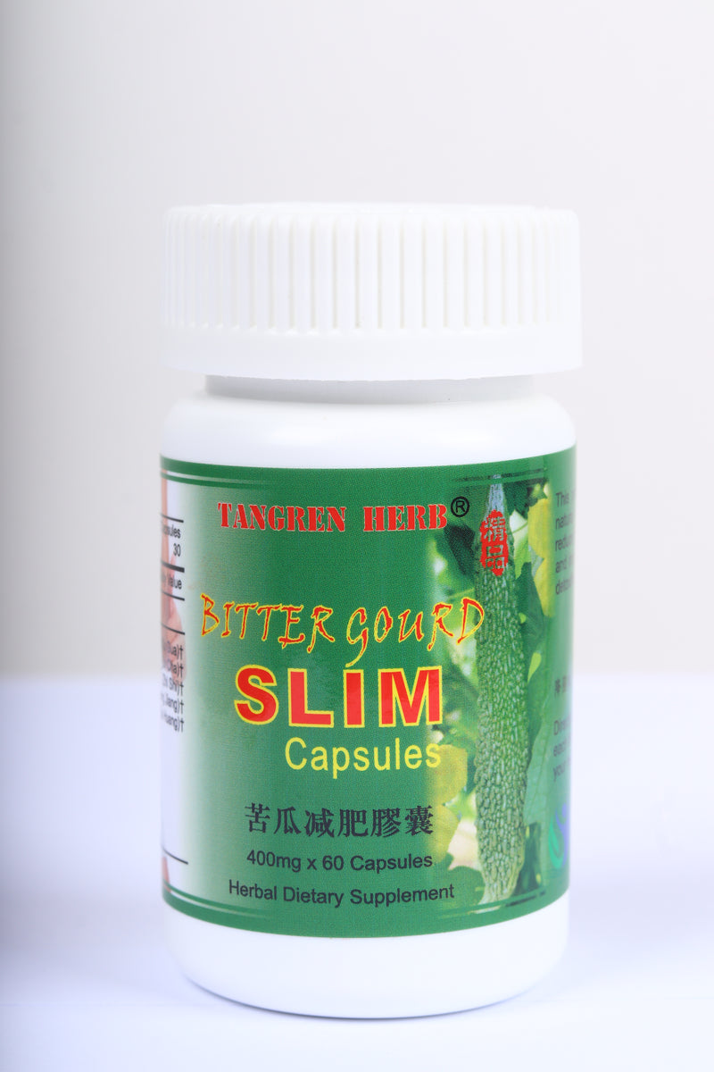 Supplement container labeled 'Butter Gourd Slim' on a white background